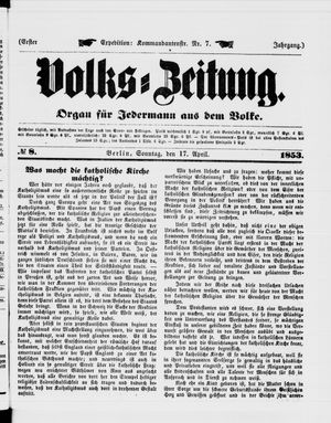 Volks-Zeitung vom 17.04.1853