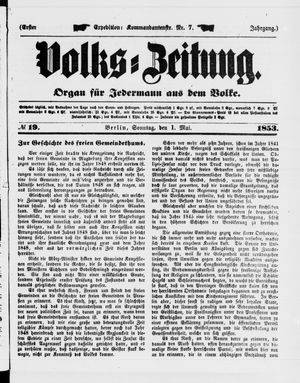 Volks-Zeitung vom 01.05.1853