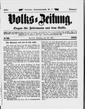 Volks-Zeitung vom 24.05.1853