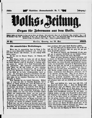 Volks-Zeitung vom 29.05.1853