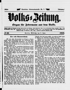 Volks-Zeitung vom 01.06.1853