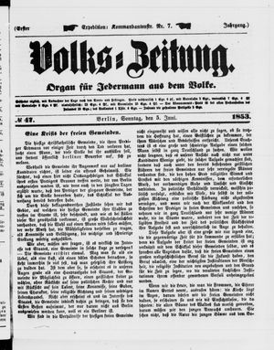 Volks-Zeitung vom 05.06.1853