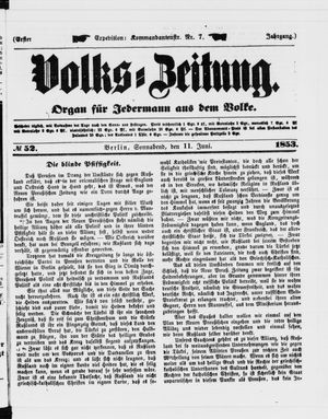 Volks-Zeitung vom 11.06.1853