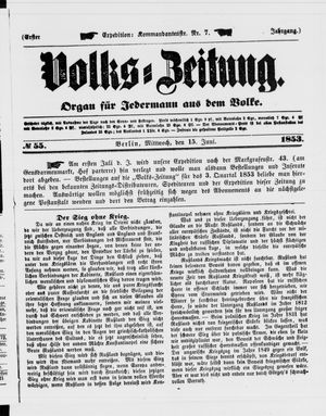 Volks-Zeitung vom 15.06.1853