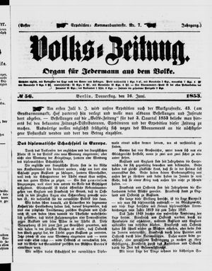 Volks-Zeitung vom 16.06.1853