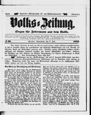 Volks-Zeitung vom 02.07.1853