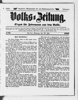 Volks-Zeitung vom 10.07.1853