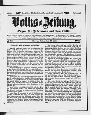 Volks-Zeitung vom 15.07.1853