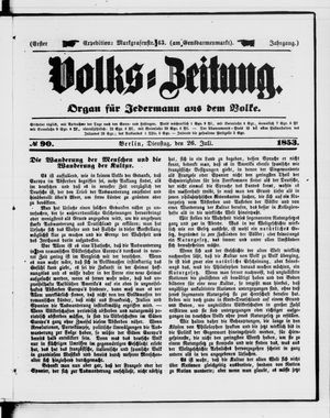 Volks-Zeitung vom 26.07.1853