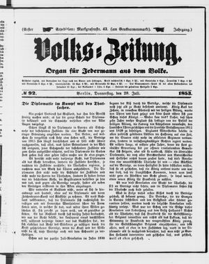 Volks-Zeitung vom 28.07.1853