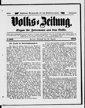 Volks-Zeitung vom 10.08.1853