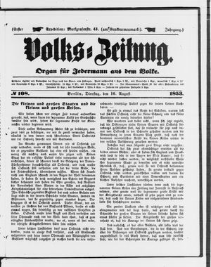 Volks-Zeitung on Aug 16, 1853