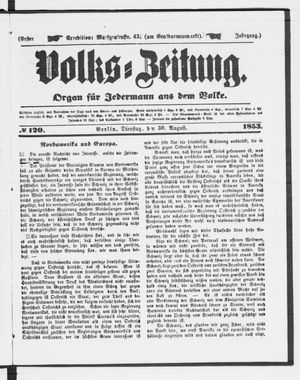 Volks-Zeitung vom 30.08.1853