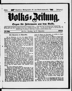 Volks-Zeitung vom 06.09.1853