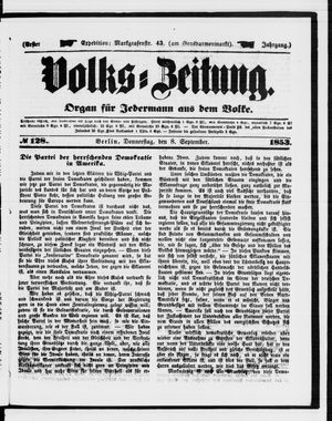 Volks-Zeitung vom 08.09.1853