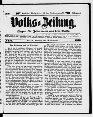 Volks-Zeitung vom 14.09.1853