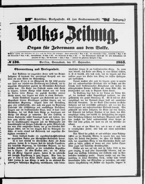 Volks-Zeitung on Sep 17, 1853