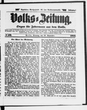 Volks-Zeitung vom 18.09.1853