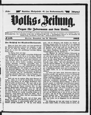 Volks-Zeitung vom 24.09.1853
