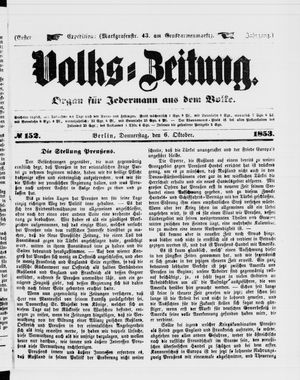 Volks-Zeitung vom 06.10.1853
