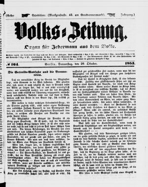 Volks-Zeitung vom 20.10.1853