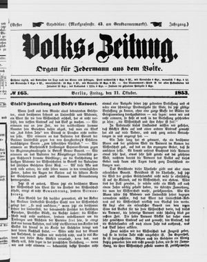 Volks-Zeitung vom 21.10.1853