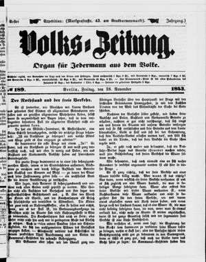 Volks-Zeitung vom 18.11.1853