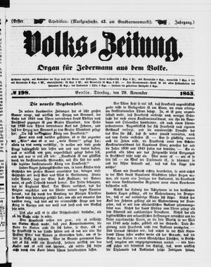 Volks-Zeitung vom 29.11.1853