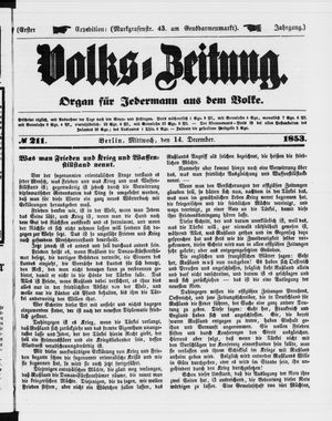 Volks-Zeitung vom 14.12.1853