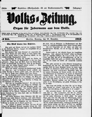 Volks-Zeitung vom 18.12.1853