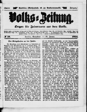 Volks-Zeitung vom 21.01.1854