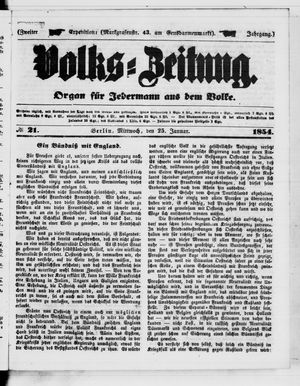 Volks-Zeitung vom 25.01.1854