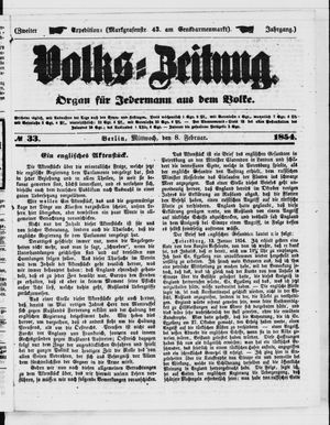 Volks-Zeitung vom 08.02.1854