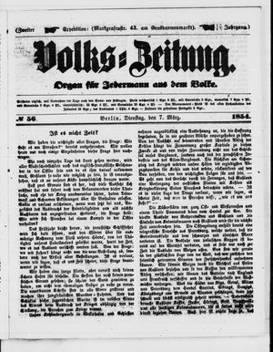 Volks-Zeitung vom 07.03.1854