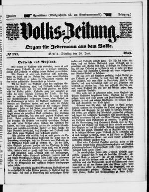 Volks-Zeitung on Jun 20, 1854