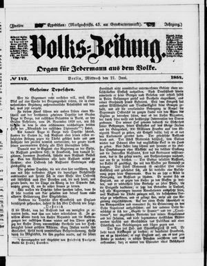 Volks-Zeitung vom 21.06.1854