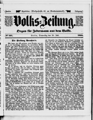 Volks-Zeitung vom 20.07.1854