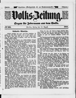 Volks-Zeitung vom 18.08.1854