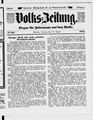Volks-Zeitung vom 29.08.1854