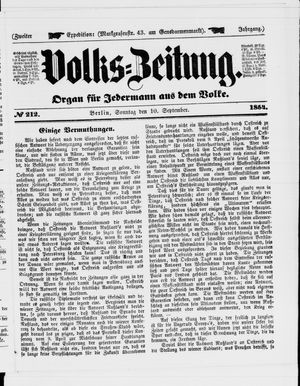 Volks-Zeitung vom 10.09.1854