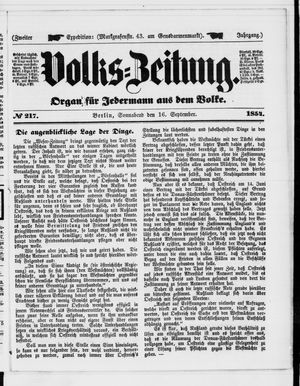 Volks-Zeitung vom 16.09.1854