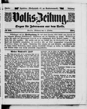 Volks-Zeitung vom 04.10.1854