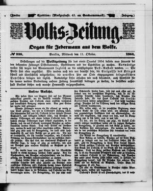 Volks-Zeitung vom 11.10.1854