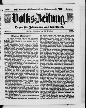 Volks-Zeitung on Oct 14, 1854