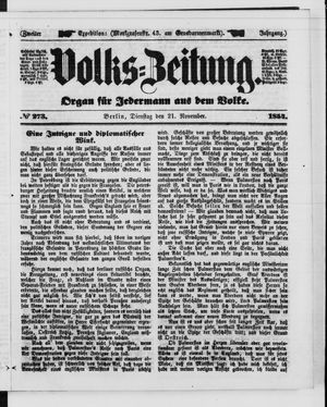 Volks-Zeitung on Nov 21, 1854