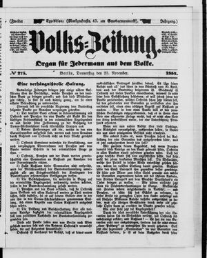 Volks-Zeitung on Nov 23, 1854