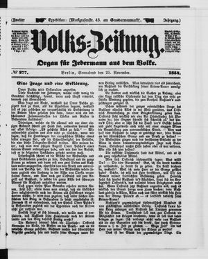Volks-Zeitung on Nov 25, 1854