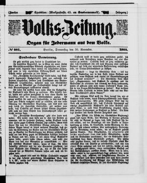 Volks-Zeitung on Nov 30, 1854