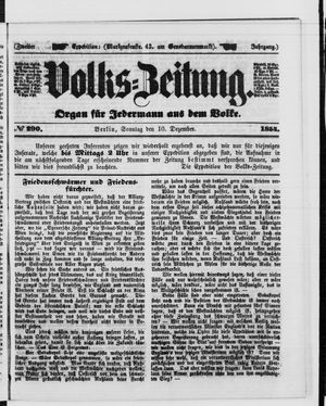 Volks-Zeitung vom 10.12.1854