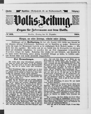 Volks-Zeitung on Dec 24, 1854